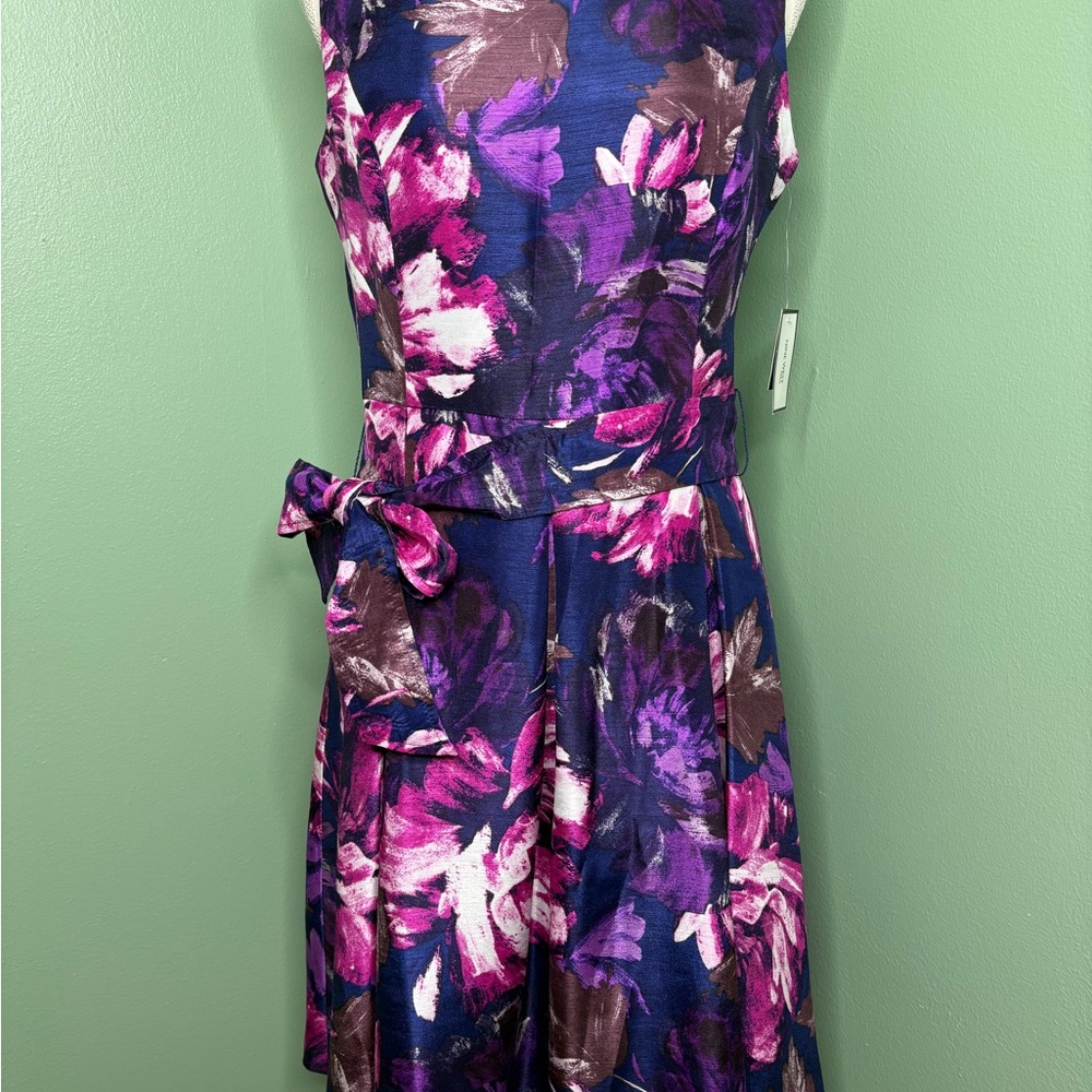 Nine West NWT Floral Mini Dress - Purple and Pink zipper 4 - Picture 1 of 10